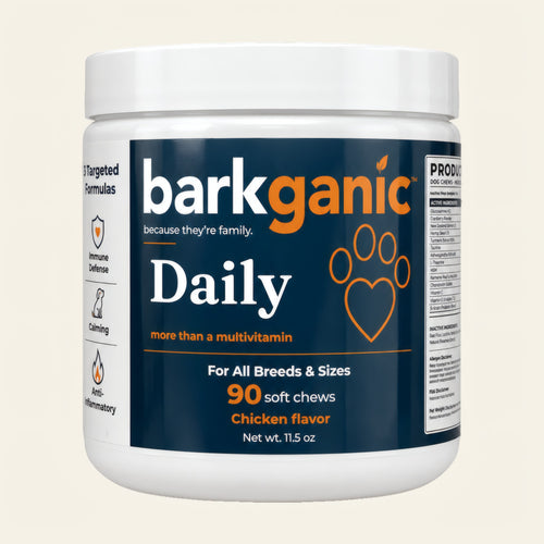 Barkganic Daily soft chews jar, 90 chicken-flavor chews